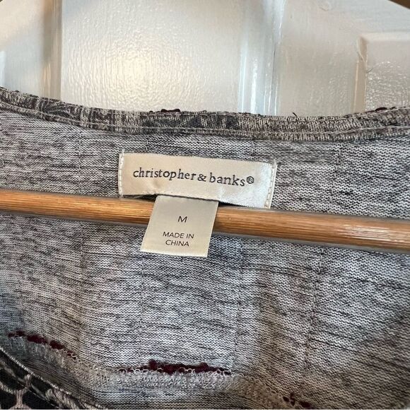Christopher & Banks Gray Black Graphic Blouse - Picture 3 of 6